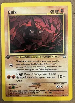 Pokemon Onix 69/111 1st Edition Neo Genesis Common Vintage WOTC Card LP+ - Image 1