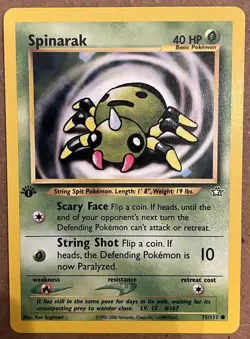Pokemon Spinarak 75/111 1st Edition Neo Genesis Common Vintage WOTC Card LP+ - Image 1