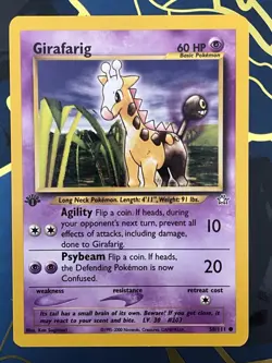 Pokemon Girafarig 58/111 1st Edition Neo Genesis Common Vintage WOTC Card LP+ - Image 1
