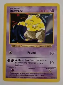 1999 Pokemon Drowzee 49/102 Shadowless Base Pokemon PCG NM+ Card - Image 1