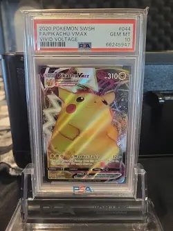 Pokemon Pikachu VMAX Ultra Rare Full Art Holo 044/185 Vivid Voltage PSA 10 - Image 1
