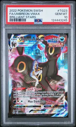 2022 POKEMON SWORD & SHIELD BRILLIANT STARS #TG23 FULL ART/UMBREON VMAX PSA 10 - Image 1