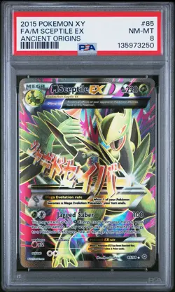 2015 Pokemon XY Ancient Origins Full Art M Sceptile EX #85 PSA 8 ES6 - Image 1