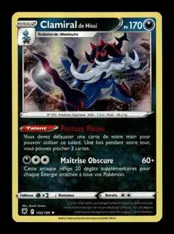 Carte Pokemon Clamiral de Hisui Holo 100/189 Astres Radieux Francais - Image 1