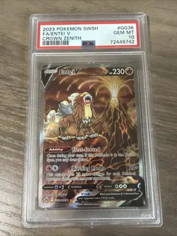2023 POKEMON SWORD & SHIELD CROWN ZENITH #GG36 FULL ART/ENTEI V PSA 10 - Image 1