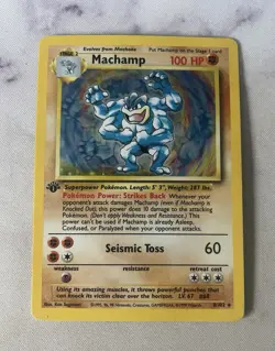 1999 Pokemon Base Set 8/102 Machamp First Edition Rare Holo - Image 1