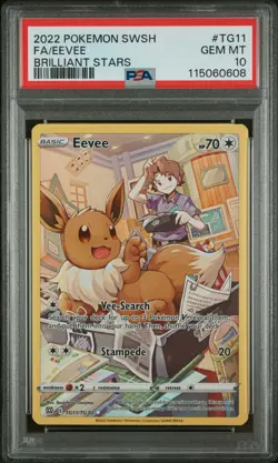2022 POKEMON SWORD & SHIELD BRILLIANT STARS #TG11 FULL ART/EEVEE PSA 10 - Image 1