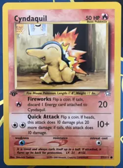Pokemon Cyndaquil 57/111 1st Edition Neo Genesis Common Starter Vintage WOTC LP+ - Image 1