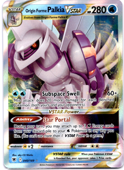 Pokemon TCG Origin Forme Palkia VSTAR 040/189 Astral Radiance Holo Near Mint - Image 1