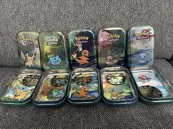 5x Official Empty Kanto Friends Mini Tins Display - Pokemon TCG With Coins - Image 1