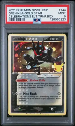 2021 POKEMON SWSH BLACK STAR PROMO #144 GRENINJA-GOLD STAR PSA 9 - Image 1