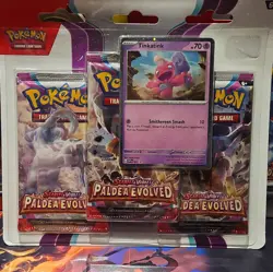 POKEMON - SCARLET & VIOLET PALDEA EVOLVED - Tinkatink 3 Pack Blister BRAND NEW - Image 1