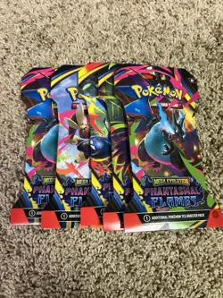 Pokemon Mega Evolution Phantasmal Flames Sleeved Booster Pack - Lot Of 5 - Image 1