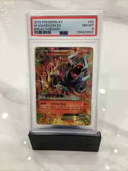 2015 Pokemon XY M Houndoom EX Breakthrough #22 PSA 8 - Image 1