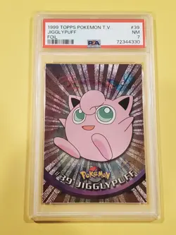 PSA 7 Jigglypuff 39 Pokemon Topps TV Foil 1999 NM Black Label/ 2nd Print - Image 1