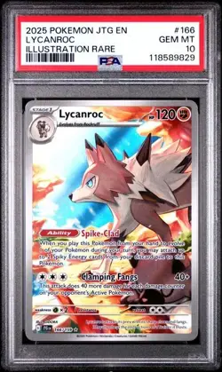 2025 POKEMON JTG EN JOURNEY TOGETHER #166/159 LYCANROC ILLUSTRATION RARE PSA 10 - Image 1