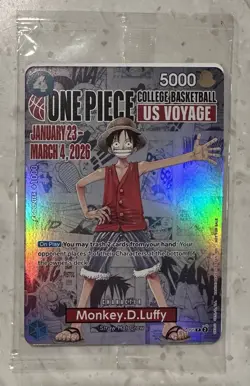 One Piece Monkey D. Luffy US Voyage College Basketball Promo Card (Sealed) - Image 1