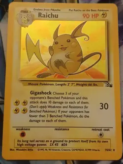 Raichu 14/62 Fossil Holo Englisch EX Pokemon Vintage Retro - Image 1