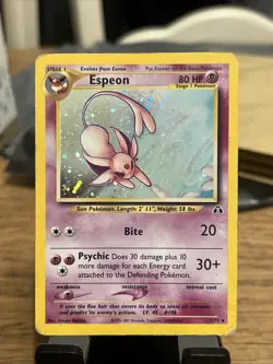Pokemon Espeon TCG 1/75 Neo Discovery Holo Card Unlimited with SWIRL - Image 1