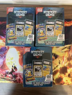 Pokemon TCG: Limited Edition Mystery Gems (1 Graded Card, 1 Booster Pack) X3 - Image 1