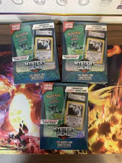 Pokemon TCG: Limited Edition Mystery Gems (1 Graded Card, 1 Booster Pack) X3 - Image 2