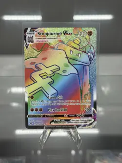 Pokemon TCG Stonjourner VMAX Rainbow Secret Rare Card 205/202 Sword & Shield - Image 1