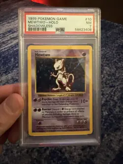 1999 Pokemon Base Set Shadowless Mewtwo Holo 10/102 PSA 7 Nm - Image 1