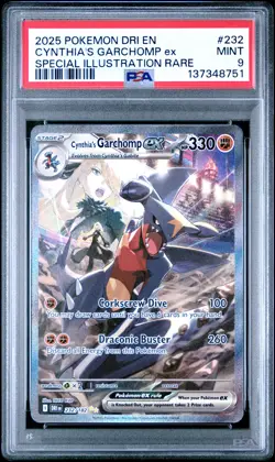 2025 POKEMON DRI EN-DESTINED RIVALS #232 CYNTHIA'S GARCHOMP EX PSA 9 - Image 1