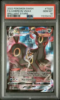 2022 POKEMON SWORD & SHIELD BRILLIANT STARS #TG23 FULL ART/UMBREON VMAX PSA 10 - Image 1