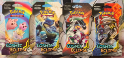 Pokemon Sun & Moon Cosmic Eclipse Four (4) Sleeved Booster Packs Sealed-All Arts - Image 1