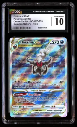 CGC 10 Darkrai Vstar GG50/GG70 Pokemon Crown Zenith 2023 English - Image 1