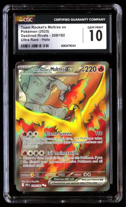 CGC 10 Team Rocket's Moltres EX 208/182 Pokemon Destined Rivals 2025 English - Image 1