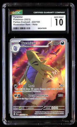 CGC 10 Tyranitar 222/193 Pokemon Paldea Evolved 2023 English - Image 1