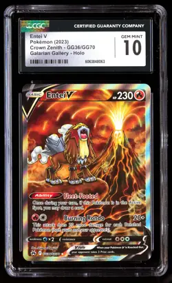 CGC 10 Entei V GG36/GG70 Pokemon Crown Zenith 2023 English - Image 1