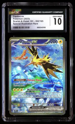 CGC 10 Zapdos EX 202/165 Pokemon Scarlet & Violet 151 2023 English - Image 1
