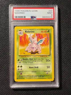 1999 Pokemon Base Unlimited Nidorino #37 PSA 9 MINT - Image 1