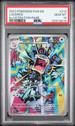 2023 POKEMON PAR EN-PARADOX RIFT ILLUSTRATION RARE #212 LOUDRED PSA 10 - Image 1
