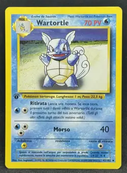 POKEMON~WARTORTLE~42/102~NONCOMUNE~SET BASE~1A EDIZIONE~ITALIANO~LP+ - Image 1