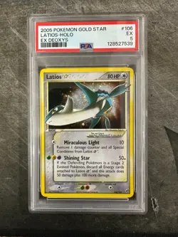 2005 Pokemon Gold Star Latios Holo EX Deoxys 106 PSA 5 English Graded - Image 1