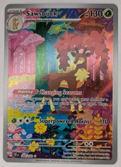 Sawsbuck 166/162 Pokemon TCG S&V Temporal Forces Illustration Rare NM - Image 1