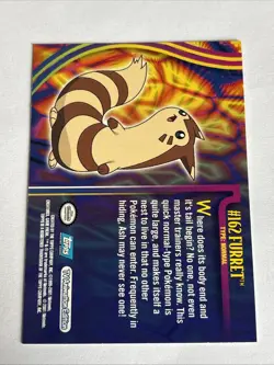 2001 Topps Pokemon TV Animation Johto Series 1 Non Holo Foil #162 Furret - Image 2