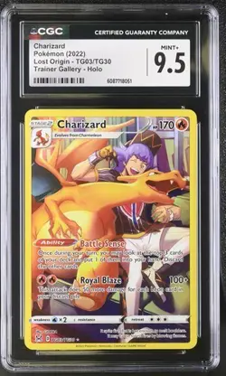 CGC 9.5 CHARIZARD TG03 LOST ORIGIN TRAINER GALLERY SWORD & SHIELD POKEMON MINT + - Image 1