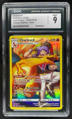 2022 Pokemon SW&SH Lost Origin Charizard Trainer Gallery Holo CGC 9 Mint #TG03 - Image 1