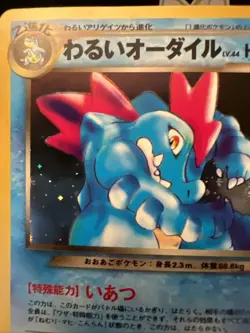 Dark Feraligatr Holo No.160 Japanese Neo Destiny Old Back TCG Pokemon Card SWIRL - Image 3