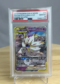 Solgaleo & Lunala GX 75/236 PSA 10 Ultra Rare Pokemon Cosmic Eclipse Sun Moon - Image 1