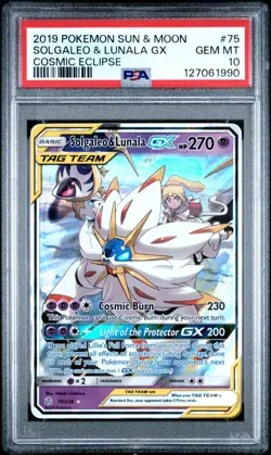 Pokemon PSA 10 Solgaleo & Lunala GX Ultra Rare 2019 75/236 Cosmic Eclipse - Image 1