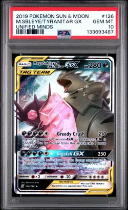 PSA 10 Mega Sableye & Tyranitar GX Tag Team #126/236 Pokemon Unified Minds - Image 1