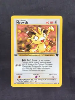 Pokemon Cards: Team Rocket 1st Edition Common: Meowth 62/82 - Image 1