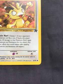 Pokemon Cards: Team Rocket 1st Edition Common: Meowth 62/82 - Image 4