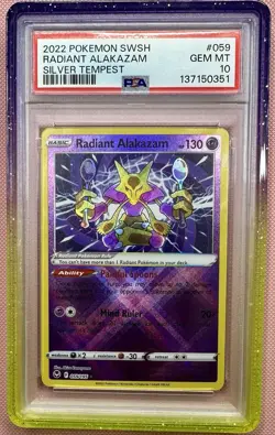 Pokemon TCG Radiant Alakazam Card 2022 #059/195 PSA 10 - Image 1